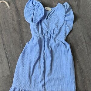 Shop betsey Sky Blue textured v Tiered Midi Dress